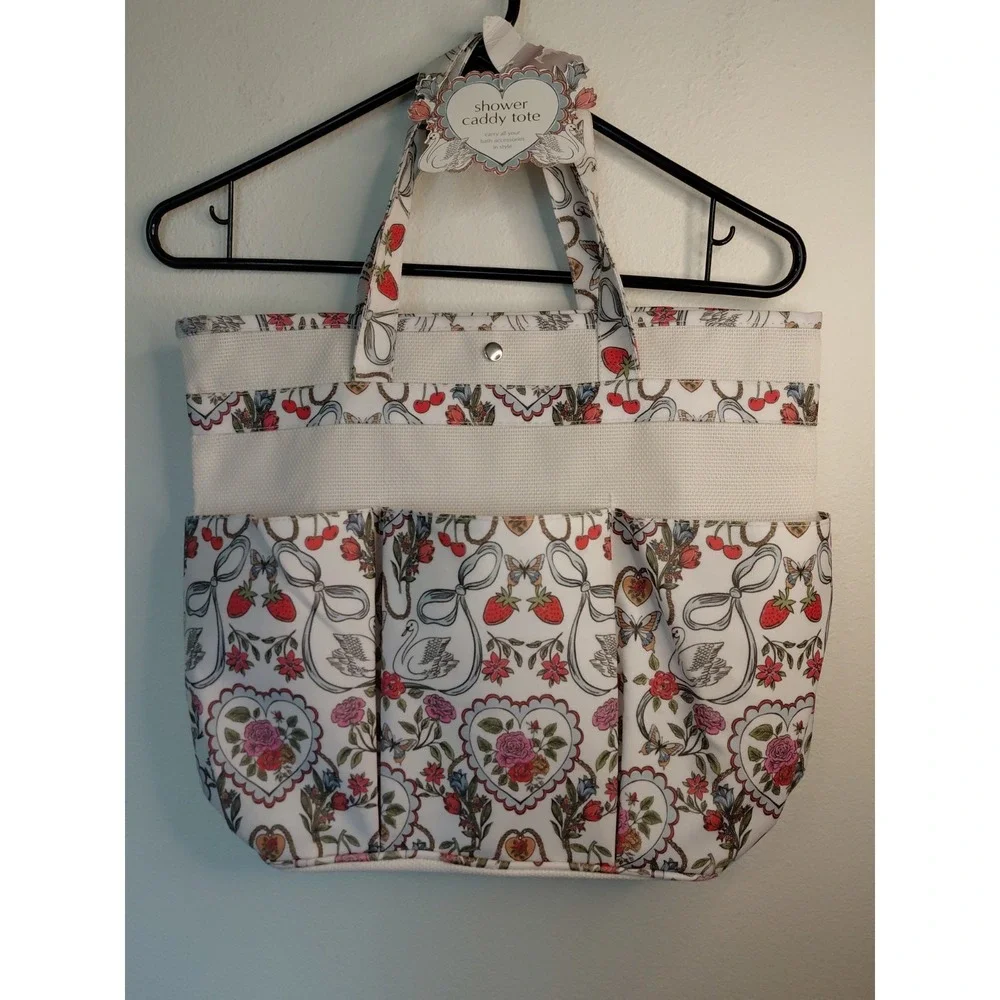 Shower Caddy Tote by Odetta House Swan & Roses  Waterproof  13
